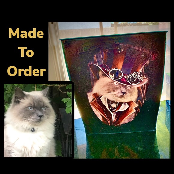 Made to Order / Customized w/Your Pets Face / Trash Bin - Picture 2 of 7